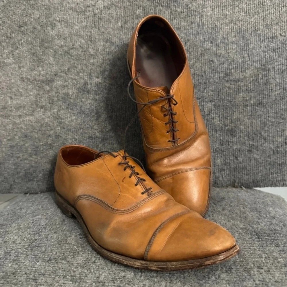 Allen Edmonds Park Avenue Mens Tan Leather Cap Toe Oxford Dress Shoes 14